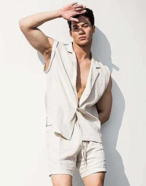 Best Breezy Linen Single Button Wrap Vest-Beige Shirts & Vests