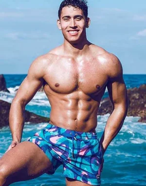 Fashion S50 Print Shorts-Kai Blue Beach Shorts