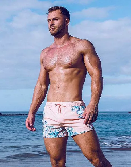 Online S50 Print Swim Shorts-Tahiti Peach Sustainable Beachwear