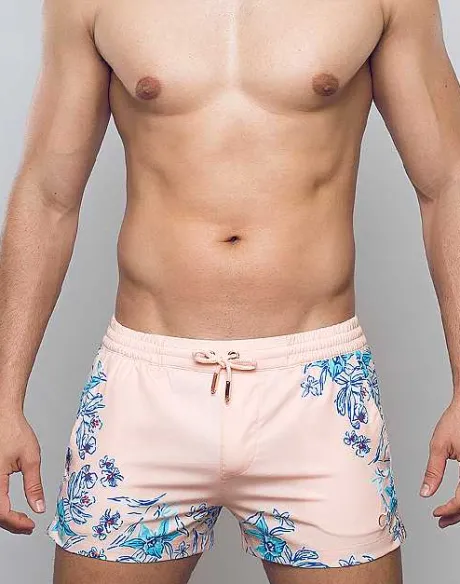 Online S50 Print Swim Shorts-Tahiti Peach Sustainable Beachwear