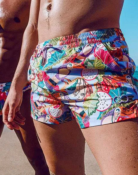 Cheap S50 Print Swimshorts-Aves Purple Beach Shorts