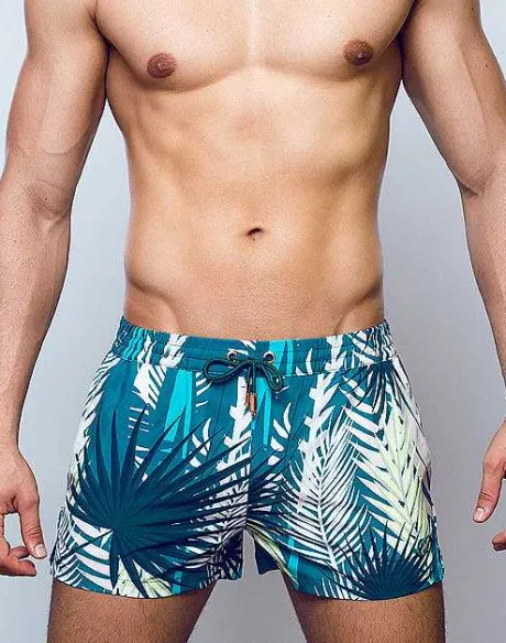 Hot S50 Print Swimshorts-Feuille Green Sustainable Beachwear