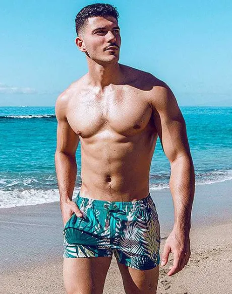 Hot S50 Print Swimshorts-Feuille Green Sustainable Beachwear