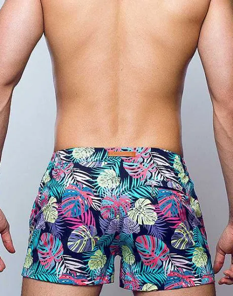 Best S50 Print Swimshorts-Monstera Black Beach Shorts