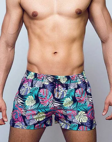 Best S50 Print Swimshorts-Monstera Black Beach Shorts