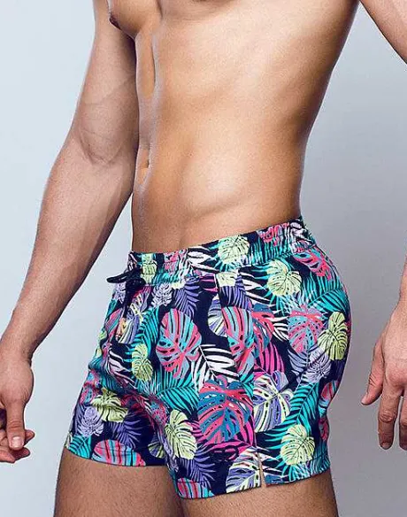 Best S50 Print Swimshorts-Monstera Black Beach Shorts