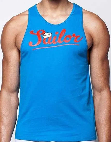 Cheap Tx12 Anchor Singlet-Blue Beach Tops
