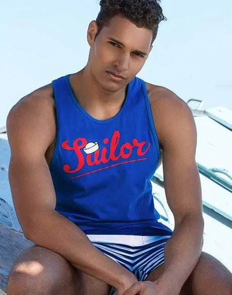 Cheap Tx12 Anchor Singlet-Blue Beach Tops