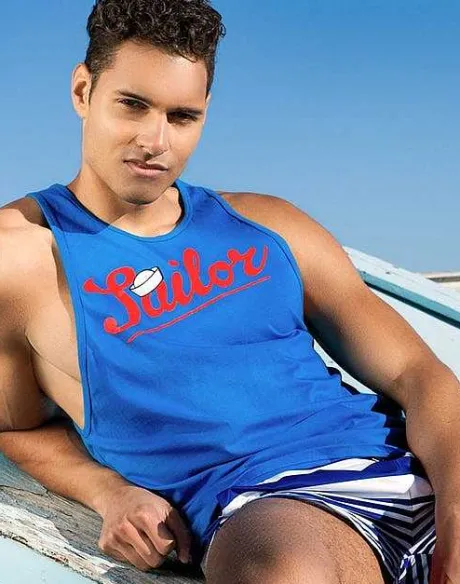 Cheap Tx12 Anchor Singlet-Blue Beach Tops