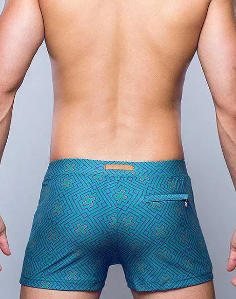 New V60 Bondi Print Swim Trunks-Jade Swimwear