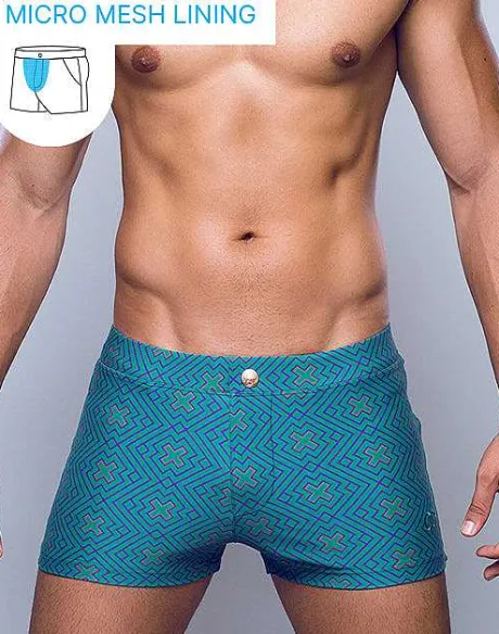 New V60 Bondi Print Swim Trunks-Jade Swimwear