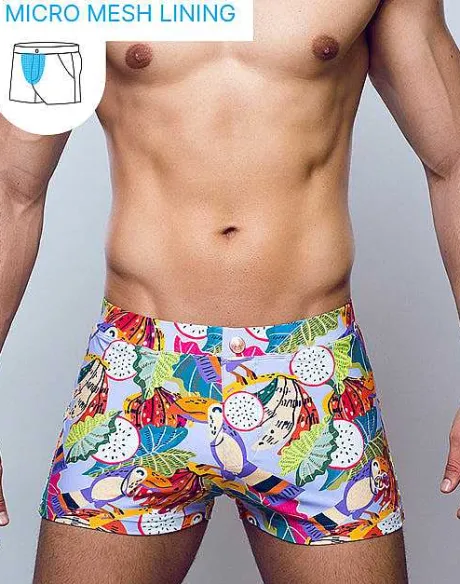 New V60 Bondi Print Swim Trunks-Aves Purple Sustainable Beachwear