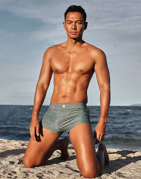New V60 Bondi Print Swim Trunks-Jade Swimwear