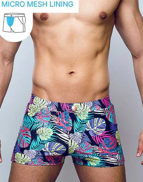 Best Sale V60 Bondi Print Swim Trunks-Monstera Black Sustainable Beachwear