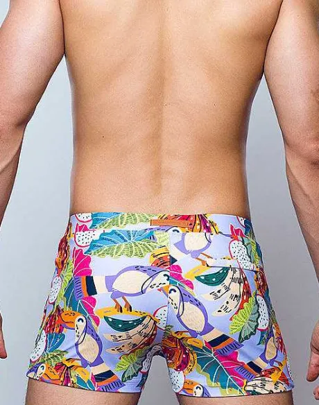 New V60 Bondi Print Swim Trunks-Aves Purple Sustainable Beachwear