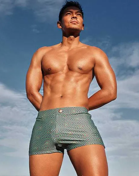 New V60 Bondi Print Swim Trunks-Jade Swimwear
