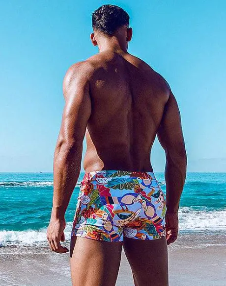 New V60 Bondi Print Swim Trunks-Aves Purple Sustainable Beachwear