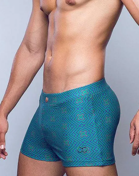 New V60 Bondi Print Swim Trunks-Jade Swimwear