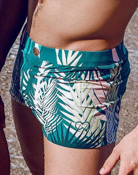 Store V60 Bondi Print Swim Trunks-Feuille Green Sustainable Beachwear