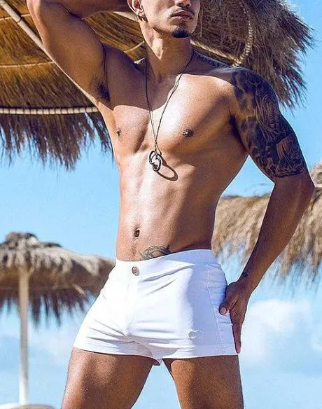 Hot V60 Bondi (Series 1) Swim Trunks-White Swimwear