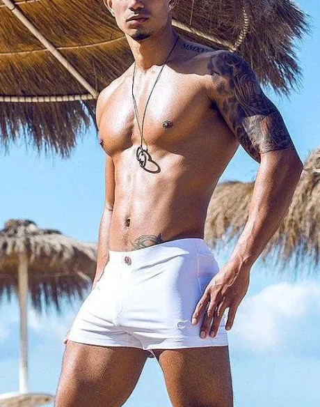 Hot V60 Bondi (Series 1) Swim Trunks-White Swimwear