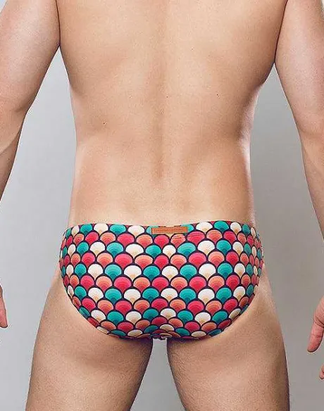 Sale V20 Print Swim Brief-Retro Red Sustainable Beachwear