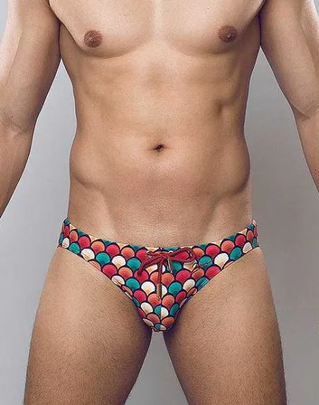 Sale V20 Print Swim Brief-Retro Red Sustainable Beachwear