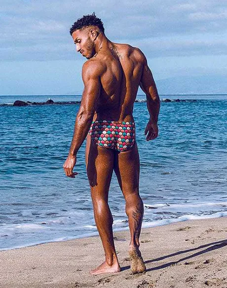 Hot V10 Print Swim Brief-Retro Red Swimwear
