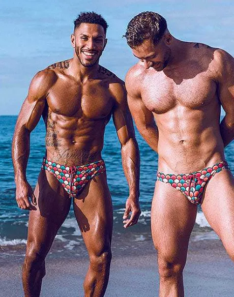 Hot V10 Print Swim Brief-Retro Red Swimwear