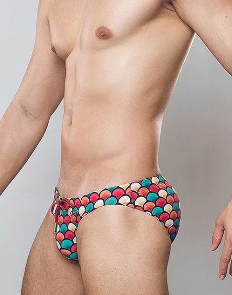 Sale V20 Print Swim Brief-Retro Red Sustainable Beachwear