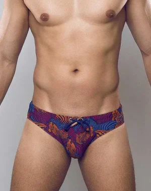 Best V10 Print Swim Brief-Stallion Navy Sustainable Beachwear
