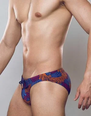 Best V20 Print Swim Brief-Stallion Navy Swimwear