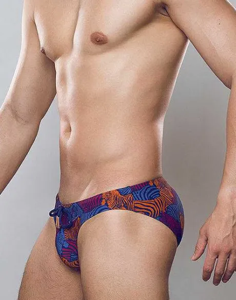 Best V20 Print Swim Brief-Stallion Navy Swimwear