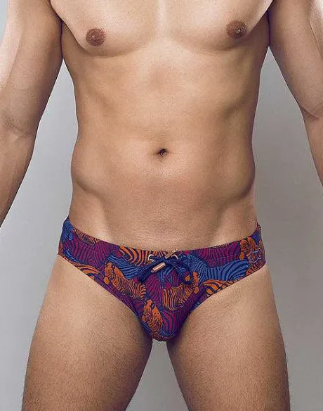 Online V10 Print Swim Brief-Stallion Navy Swimwear