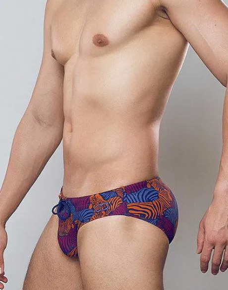 Best V10 Print Swim Brief-Stallion Navy Sustainable Beachwear