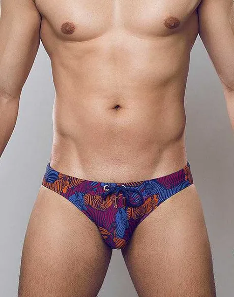 Best V20 Print Swim Brief-Stallion Navy Swimwear
