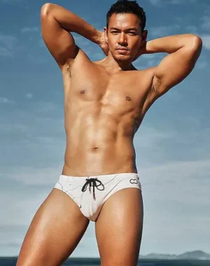 New V10 Print Swimwear-Marble Sustainable Beachwear