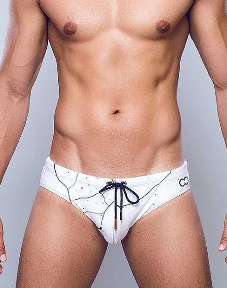Fashion V10 Print Swimwear-Marble Swimwear