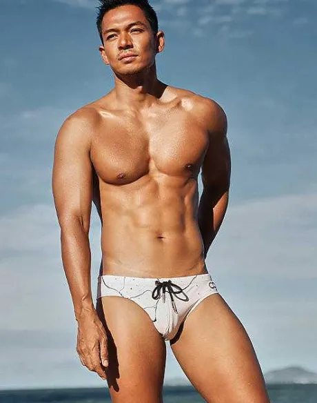 Fashion V10 Print Swimwear-Marble Swimwear