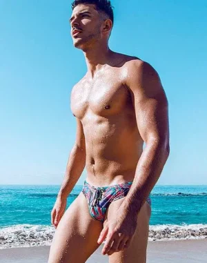 Best V10 Print Swimwear-Monstera Black Sustainable Beachwear