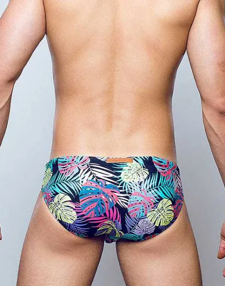 Best V10 Print Swimwear-Monstera Black Sustainable Beachwear