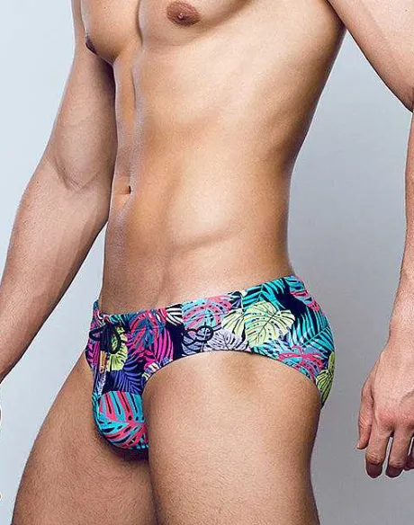 Best V10 Print Swimwear-Monstera Black Sustainable Beachwear
